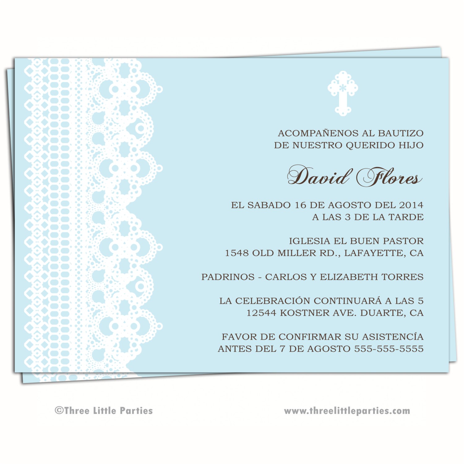 Personalized Baptism Invitations In Spanish Spanish Baptism Invitation Printable Lace for Boy or Girl