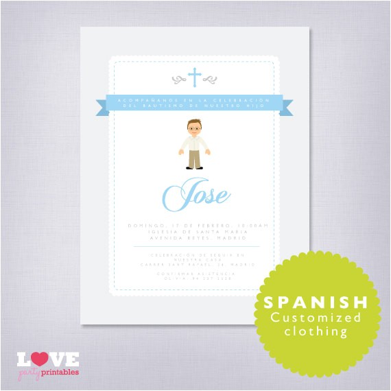 Personalized Baptism Invitations In Spanish Spanish Personalized Baptism Printable by Lovepartyprintables