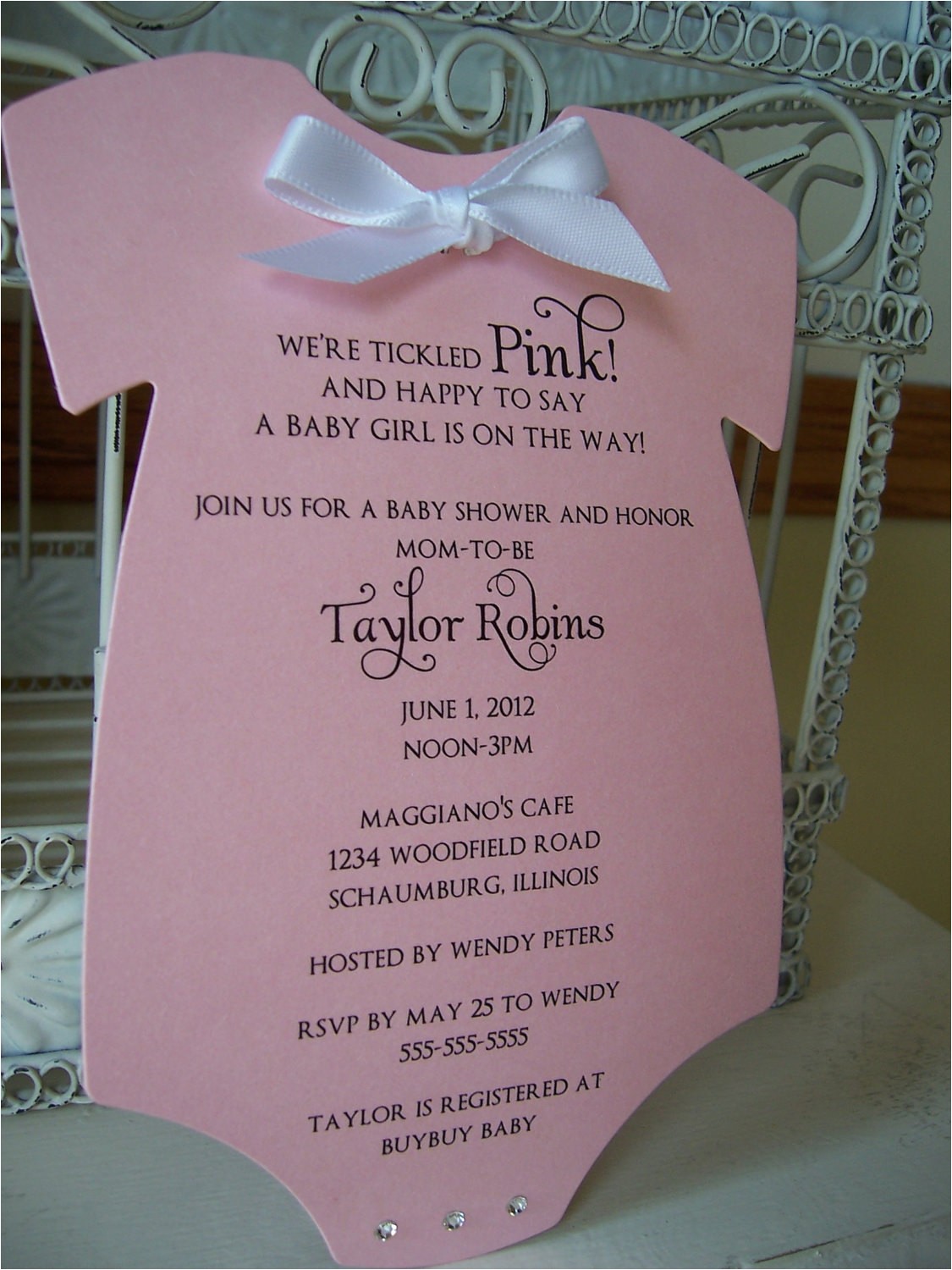 Personalized Photo Baby Shower Invitations Think Pink Baby Shower Invitation Custom order for Shiloh