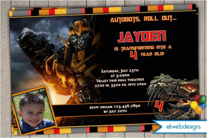 Personalized Transformer Birthday Invitations Transformers 4 Personalized Photo Birthday Invitations 5