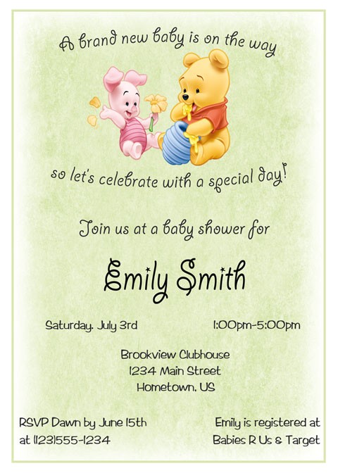 Personalized Winnie the Pooh Baby Shower Invitations Personalized Printable Invitations