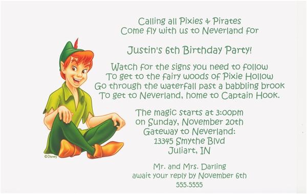 Peter Pan Birthday Invitation Wording Free Peter Pan Birthday Party Invitations Downloadable