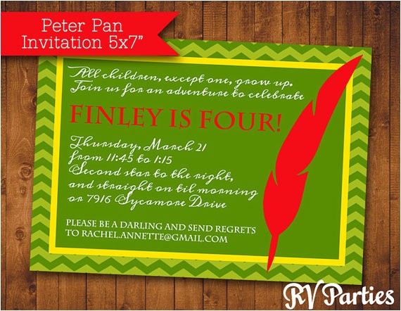 Peter Pan Birthday Invitation Wording Items Similar to Peter Pan Birthday Invitation On Etsy