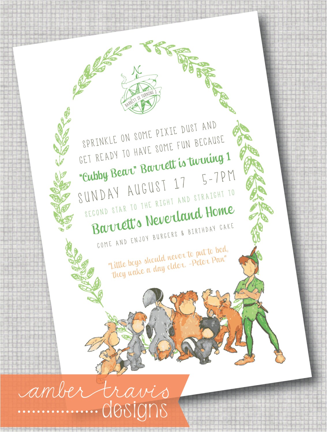 Peter Pan Birthday Invitation Wording Peter Pan and the Lost Boys Invitation Never Growing Up
