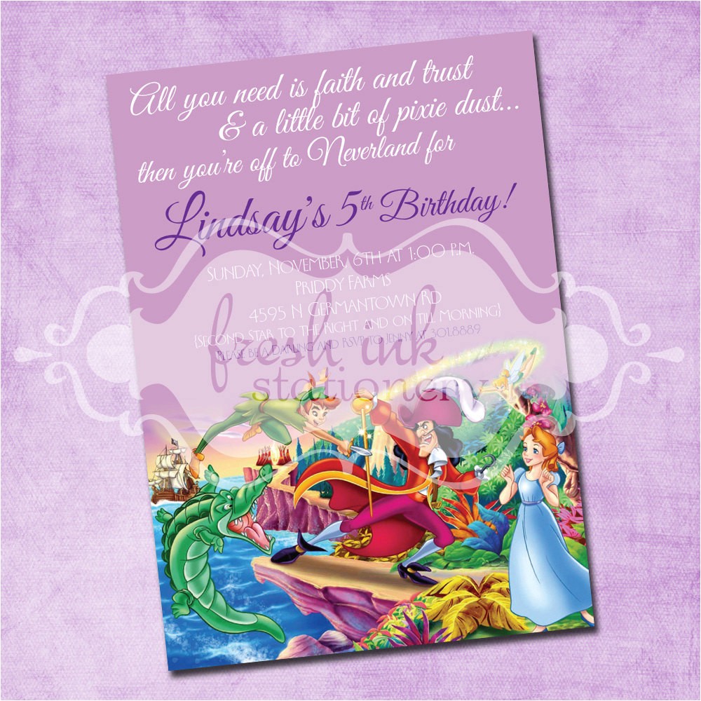 Peter Pan Birthday Invitation Wording Peter Pan Birthday Invitation