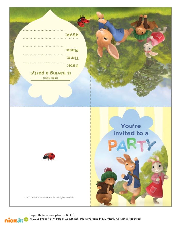 Peter Rabbit Nick Jr Birthday Invitations Rabbit Party