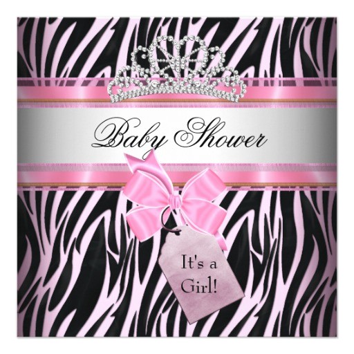 Pink and Black Zebra Baby Shower Invitations Baby Shower Girl Zebra Pink Princess Black 5 25" Square