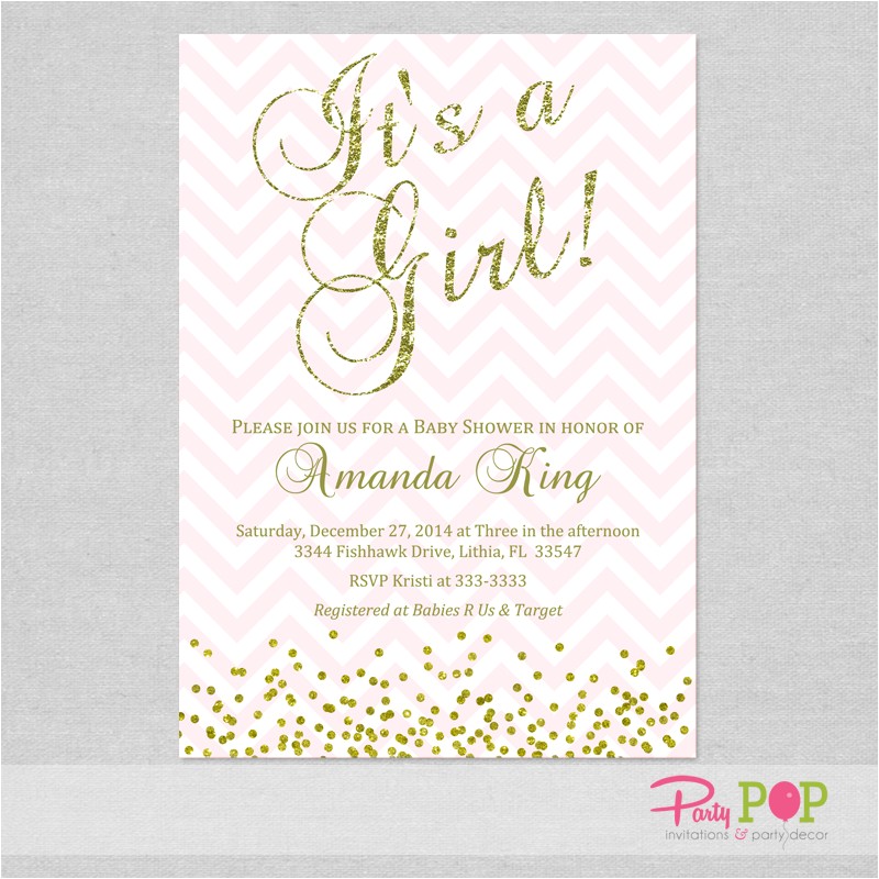 Pink and Gold Baby Shower Invitations Free Pink and Gold Baby Shower Invitations