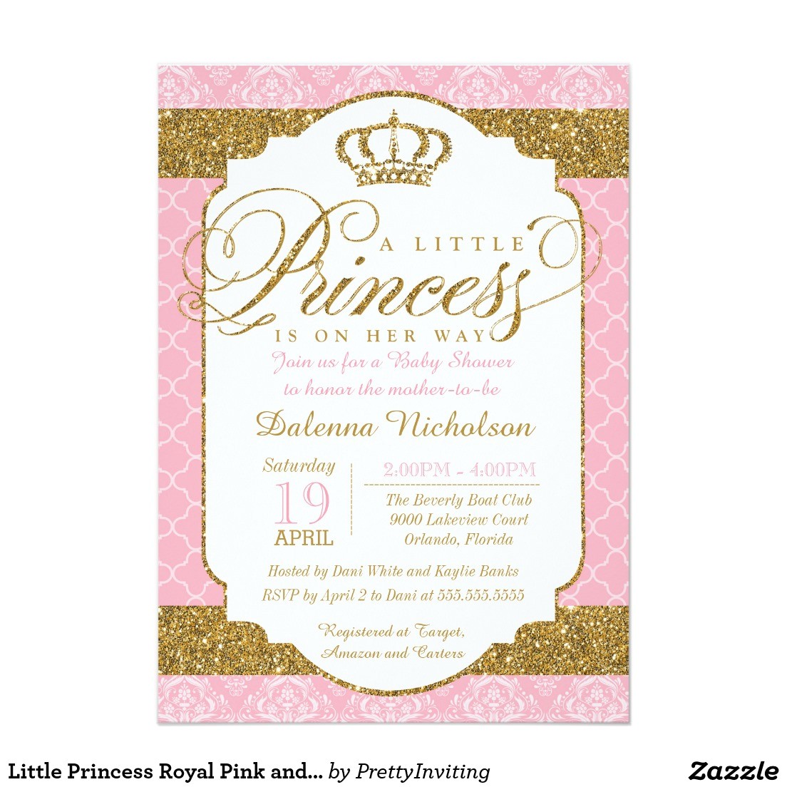 Pink and Gold Baby Shower Invitations Free Pink and Gold Baby Shower Invitations Templates Designs