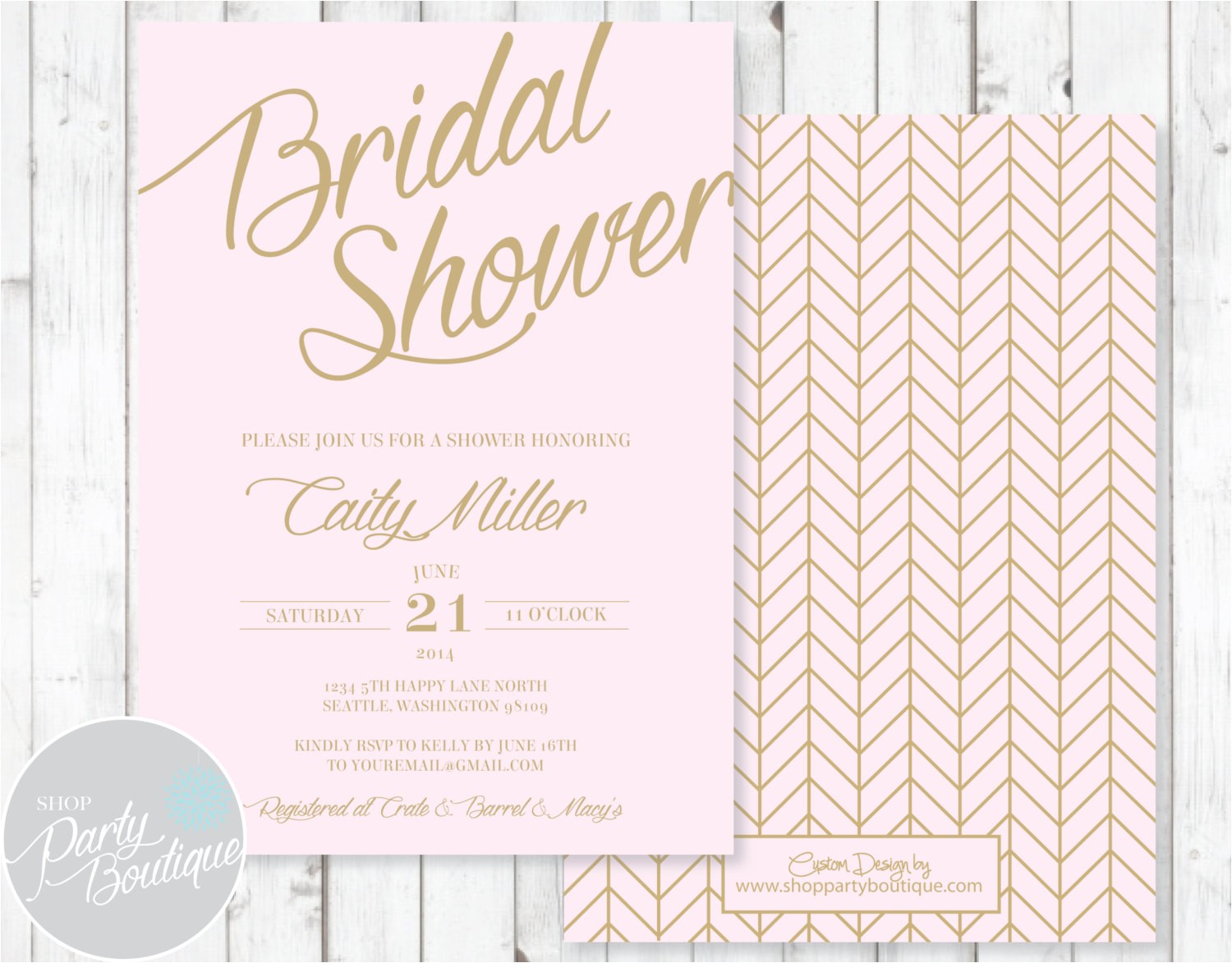Pink and Gold Bridal Shower Invitations Etsy Pink Gold Bridal Shower Invitations by Shoppartyboutique