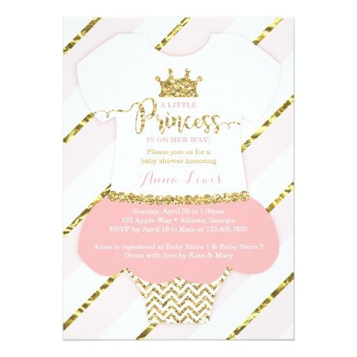 Pink and Gold Princess Baby Shower Invitations Glitter Baby Shower Invitations