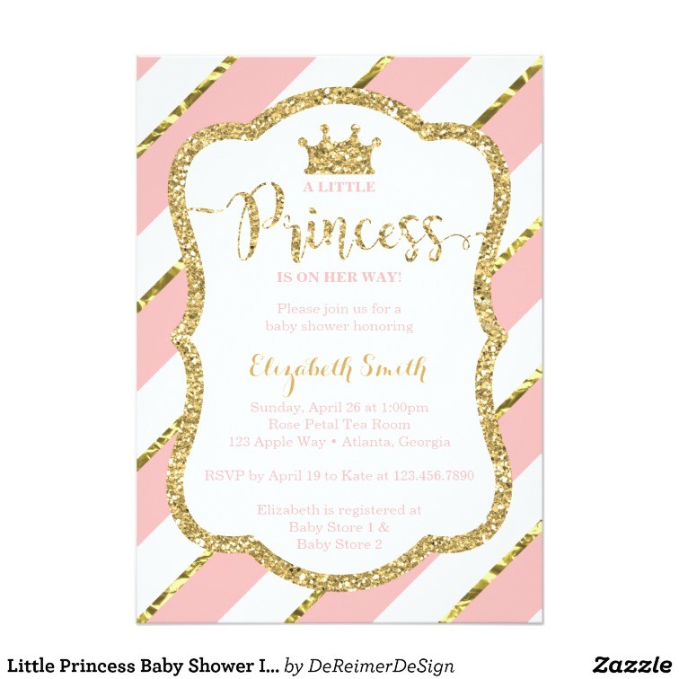 Pink and Gold Princess Baby Shower Invitations Little Princess Baby Shower Invitation Pink Gold Card