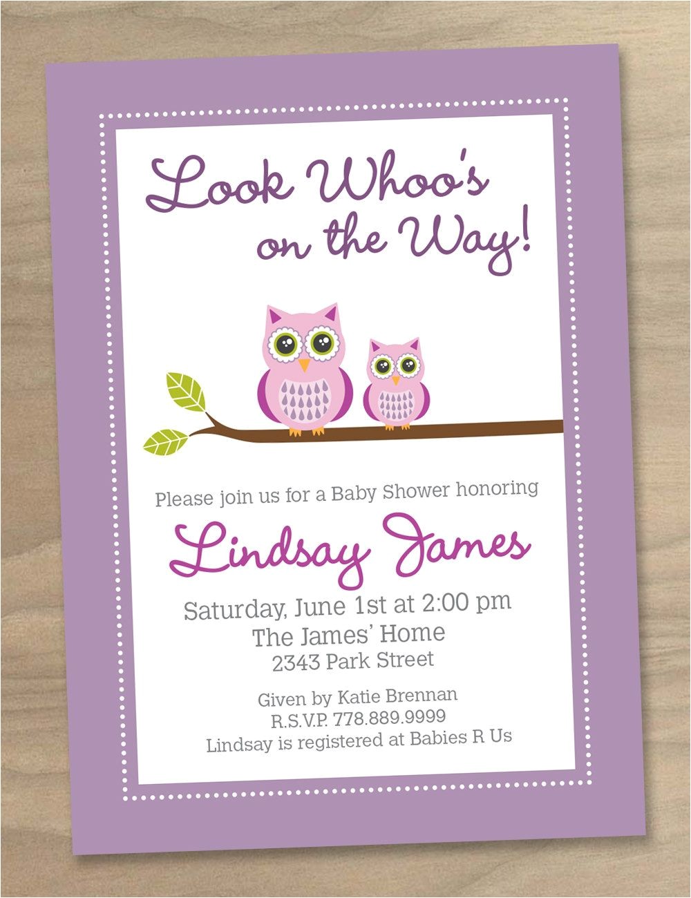 Pink and Lavender Baby Shower Invitations Baby Shower Invitation Pink Purple Baby Girl Cute Modern