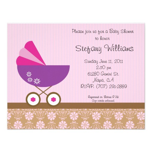 Pink and Lavender Baby Shower Invitations Pink & Purple Baby Shower Invitation 4 25" X 5 5