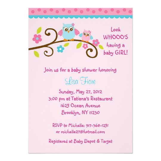 Pink and Turquoise Baby Shower Invitations Girl Owl Pink Turquoise Baby Shower Invitations