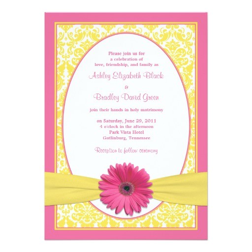 Pink and Yellow Bridal Shower Invitations Pink Yellow Gerbera Daisy Wedding Invitation Pink and Yellow Bridal Shower Invitations Pink Yellow Gerbera Daisy Wedding Invitation