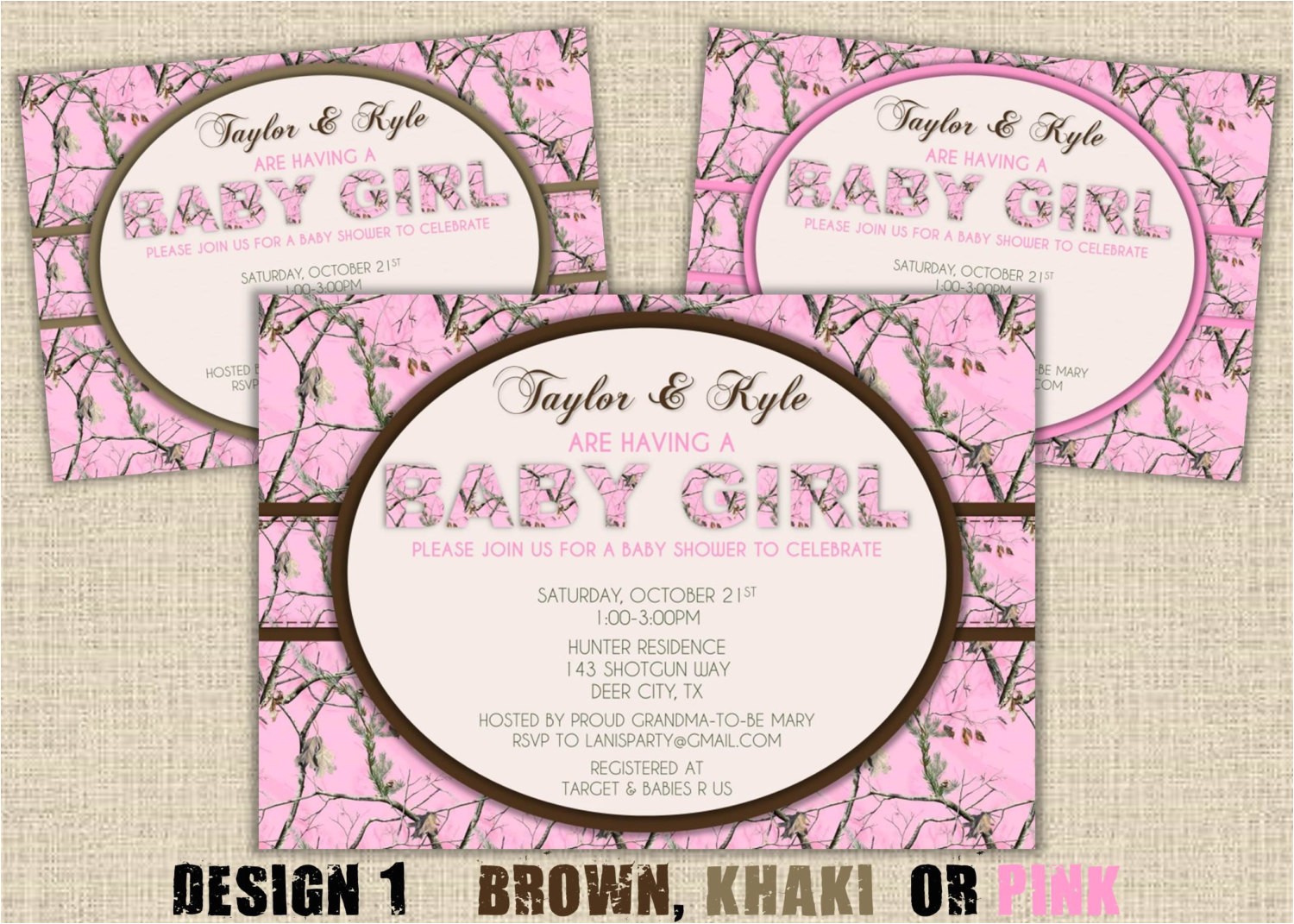 Pink Camouflage Baby Shower Invitations Pink Camo Baby Shower Invitation Girl by Maryspartydesigns