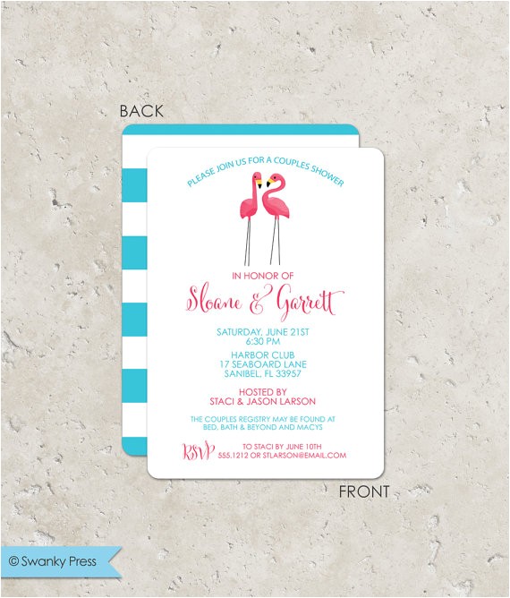 Pink Flamingo Bridal Shower Invitations Pink Flamingo Couples Bridal Shower Invitation by Swanky