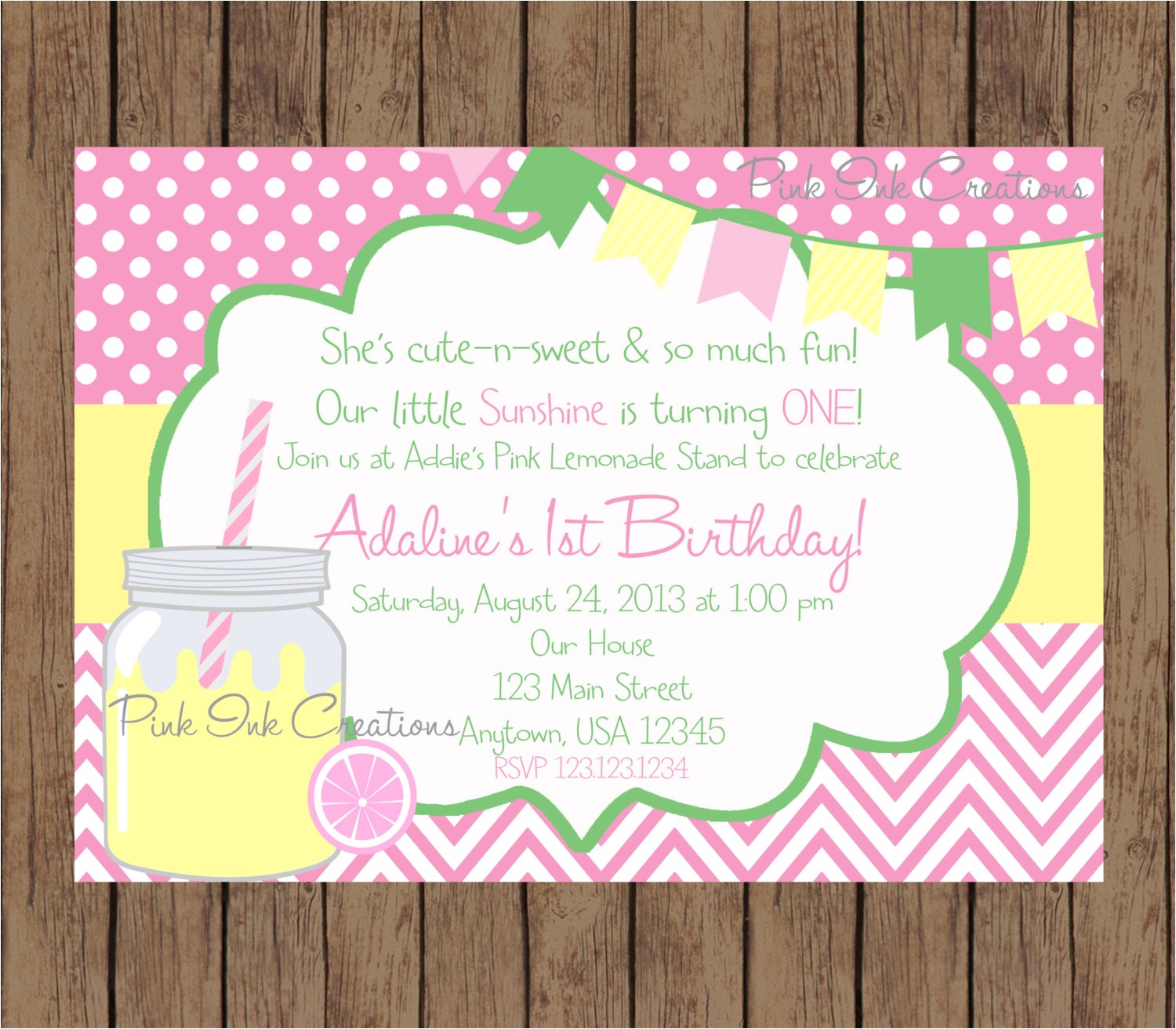 Pink Lemonade Birthday Party Invitations Pink Lemonade Birthday Invitation Lemonade Birthday