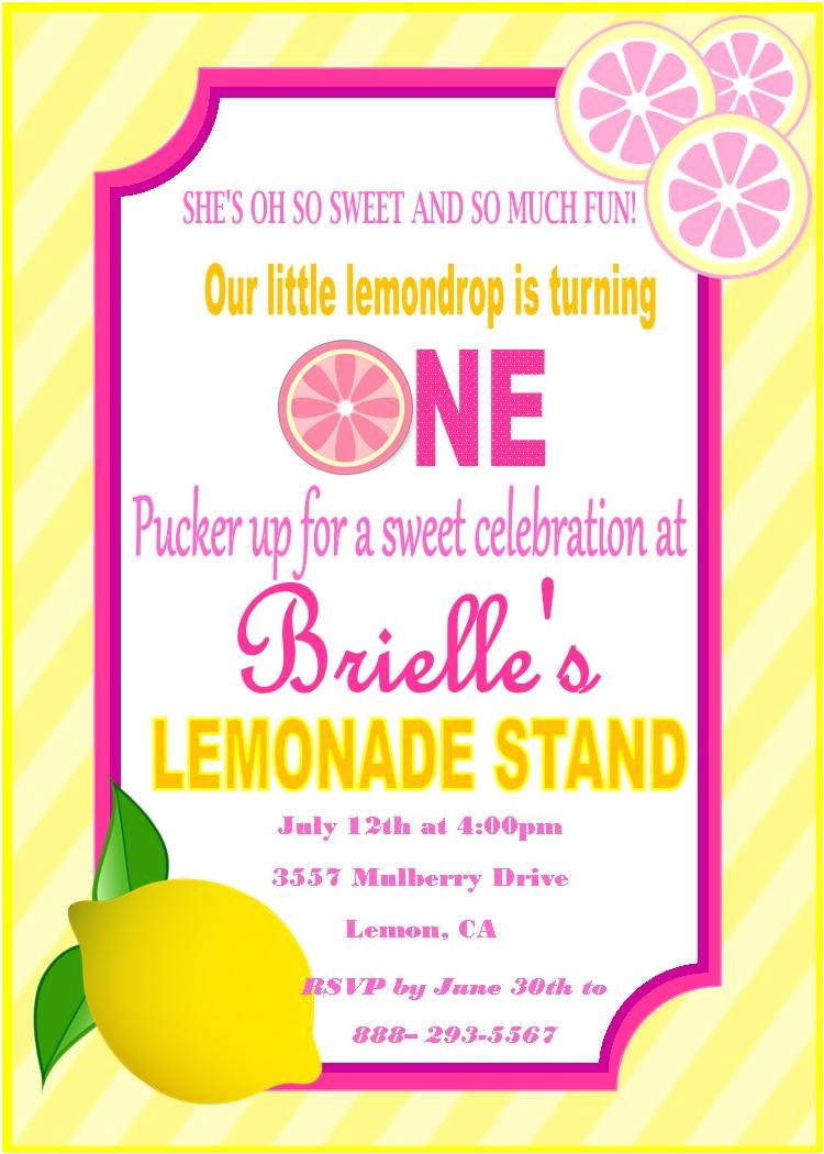 Pink Lemonade Birthday Party Invitations Pink Lemonade Birthday Invitation Pink Lemondade Birthday