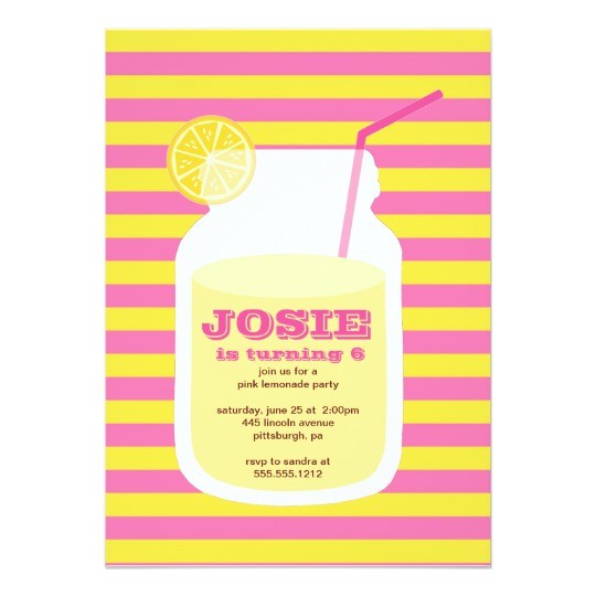 Pink Lemonade Birthday Party Invitations Pink Lemonade Birthday Party Invitation Zazzle