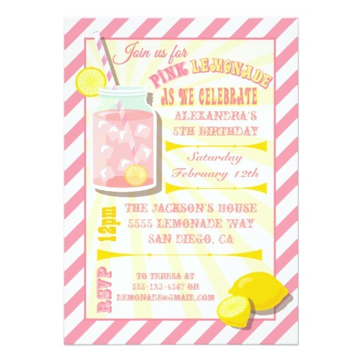 Pink Lemonade Birthday Party Invitations Pink Lemonade Birthday Party Invitations Zazzle