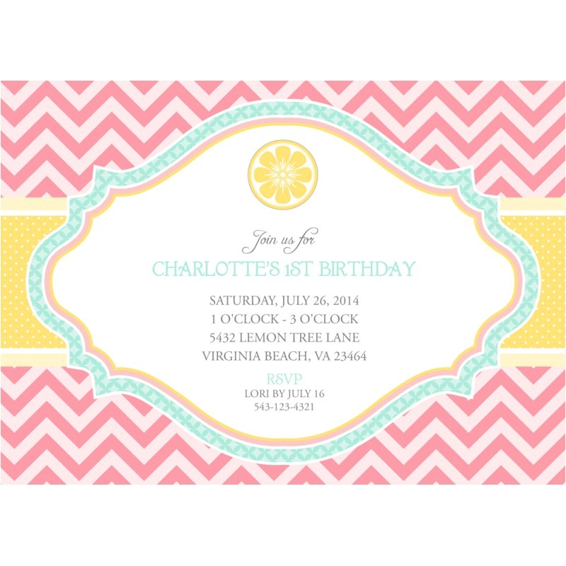 Pink Lemonade Birthday Party Invitations Pink Lemonade Birthday Party Printable Invitation