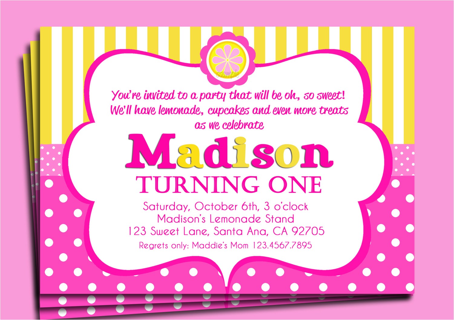 Pink Lemonade Birthday Party Invitations Pink Lemonade Invitation Printable or Printed with Free