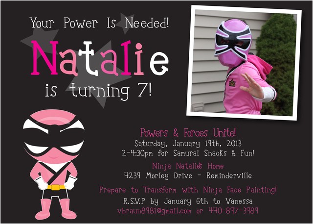 Pink Power Ranger Birthday Invitations Pink Power Ranger Samurai Birthday Party Ideas