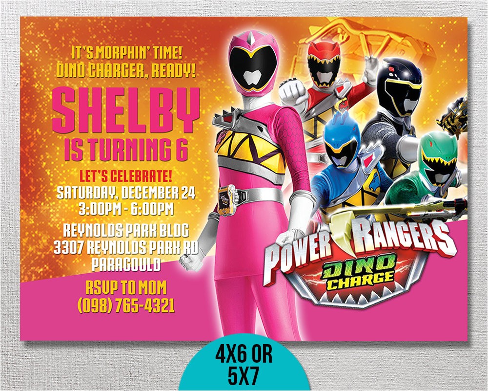 Pink Power Ranger Birthday Invitations Power Ranger Invitation Power Ranger Birthday Power Ranger