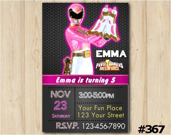 Pink Power Ranger Birthday Invitations Power Ranger Invitation Power Rangers by eventsprintables