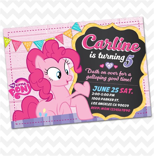 Pinkie Pie Birthday Invitations Pinkie Pie Invitation My Little Pony Birthday Invites On