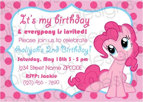 Pinkie Pie Birthday Invitations Pinkie Pie Party Invitation My Little Pony Only $10 to