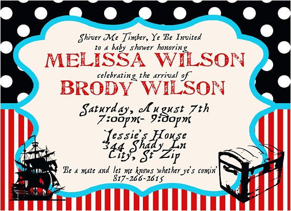 Pirate themed Baby Shower Invitations Pirate theme Baby Shower Invitation Custom by Melissawilson34