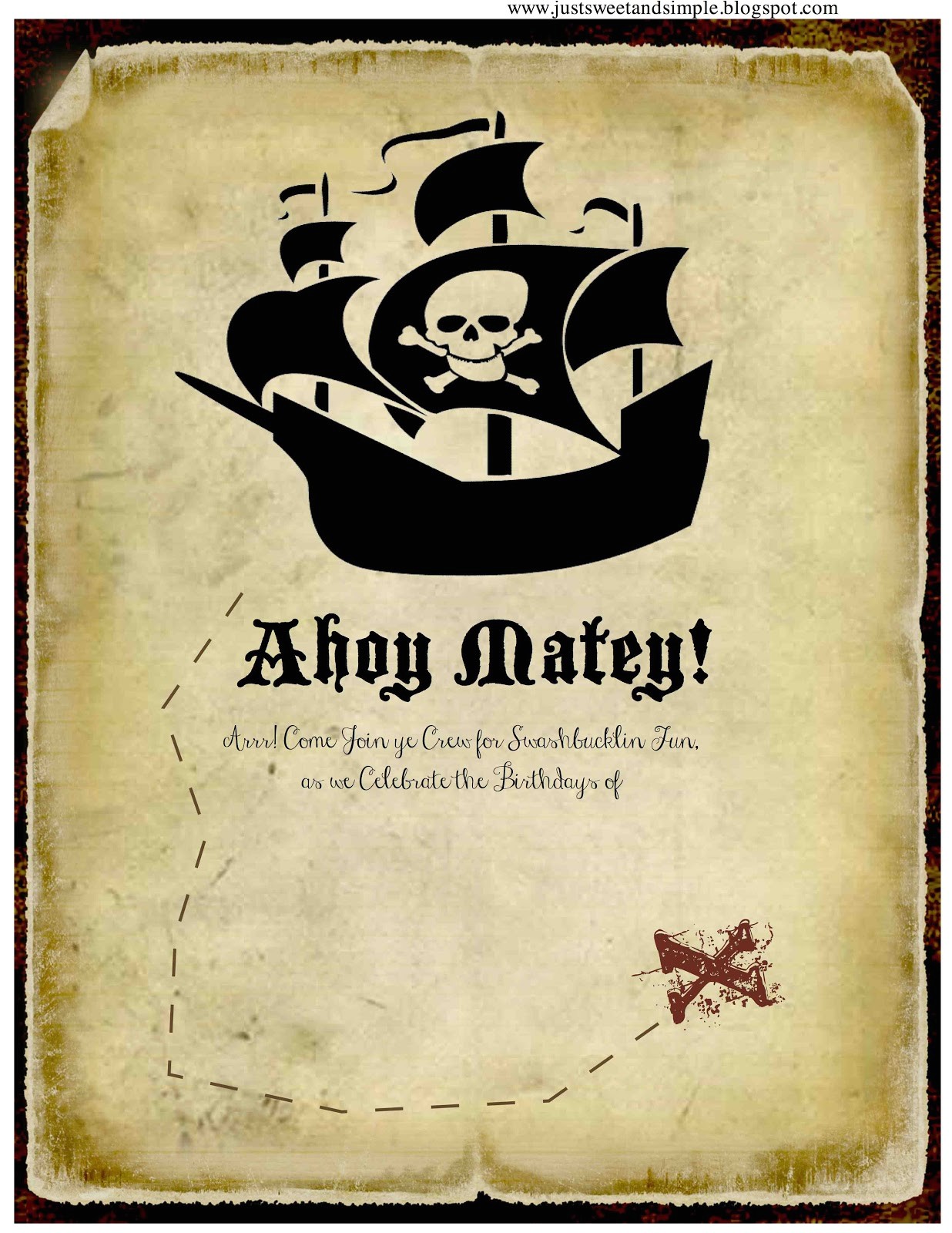 Pirate themed Birthday Party Invitations Just Sweet and Simple Pirate Party Invitations