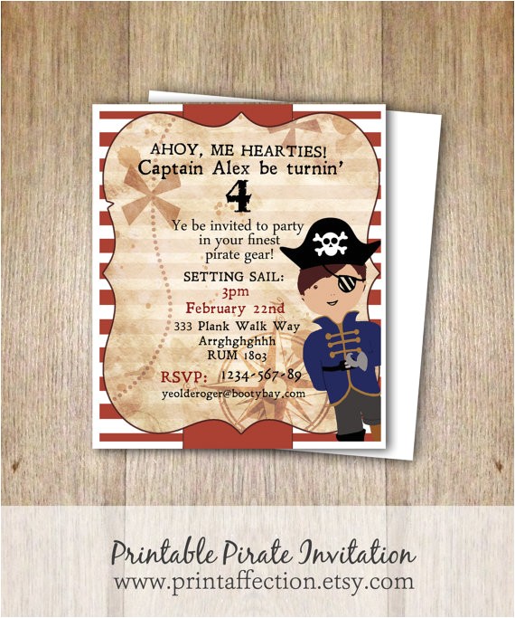 Pirate themed Birthday Party Invitations Pirate theme Birthday Invitation Printable Party Invites