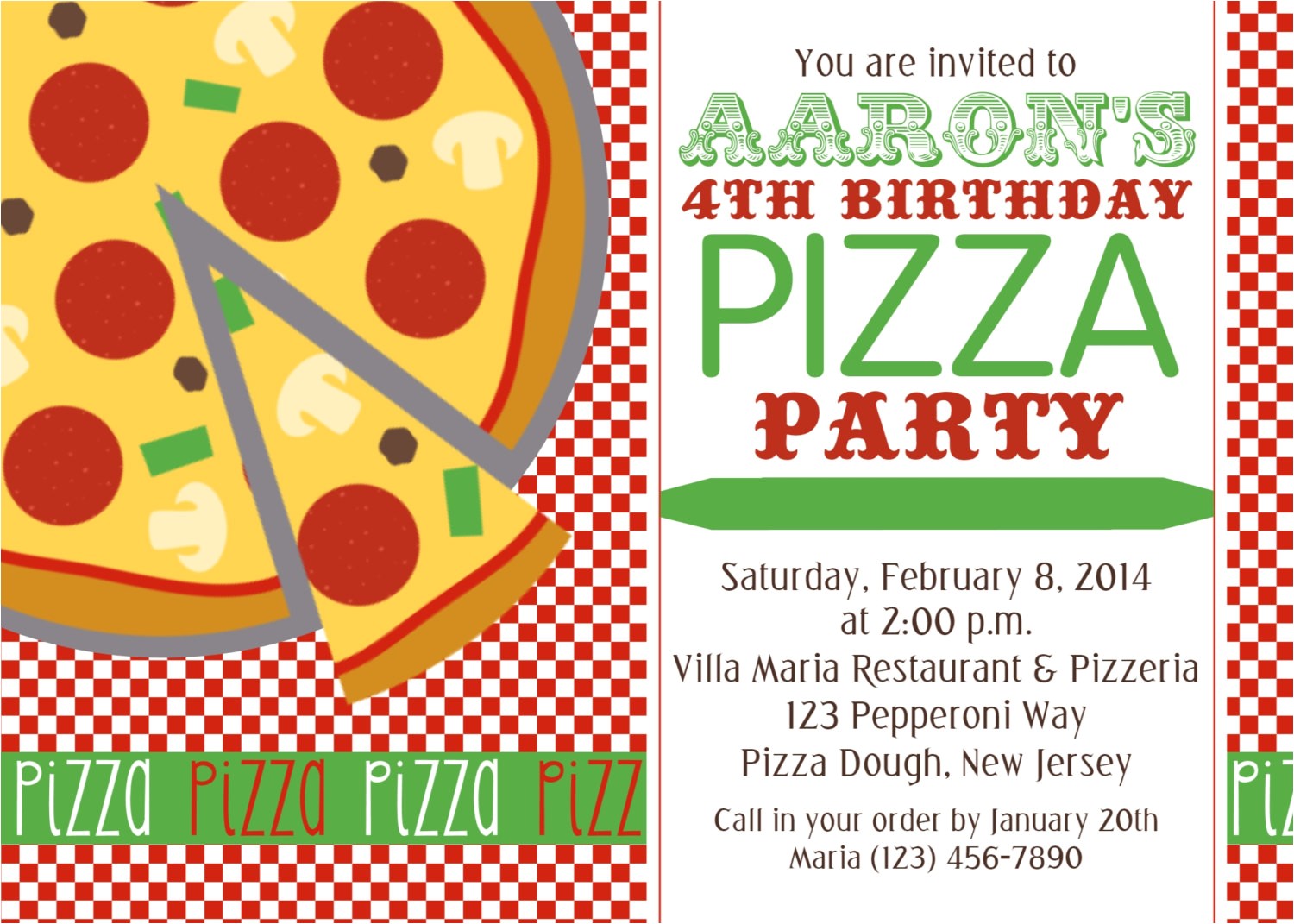 Pizza Birthday Party Invitation Templates Chandeliers & Pendant Lights