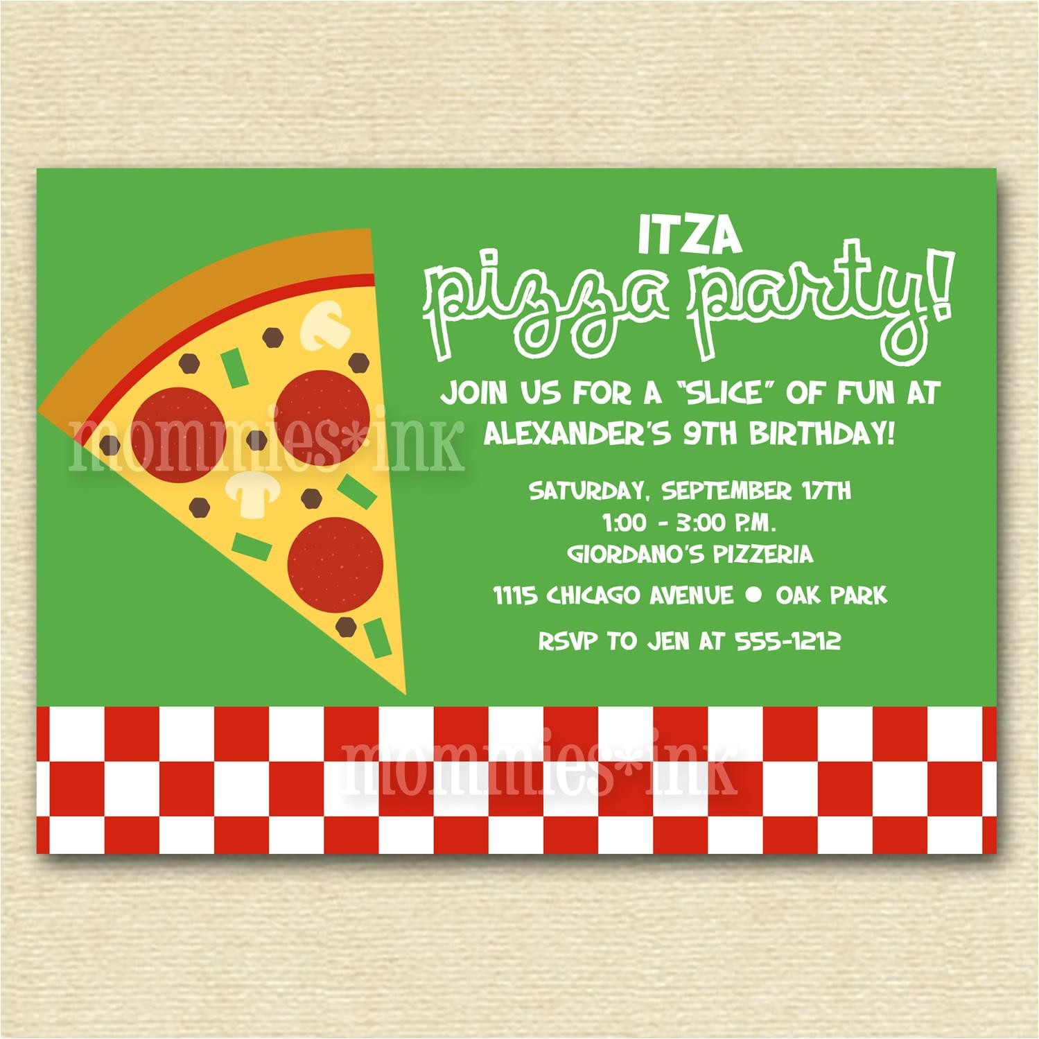 Pizza Birthday Party Invitation Templates Pizza Party Invitations