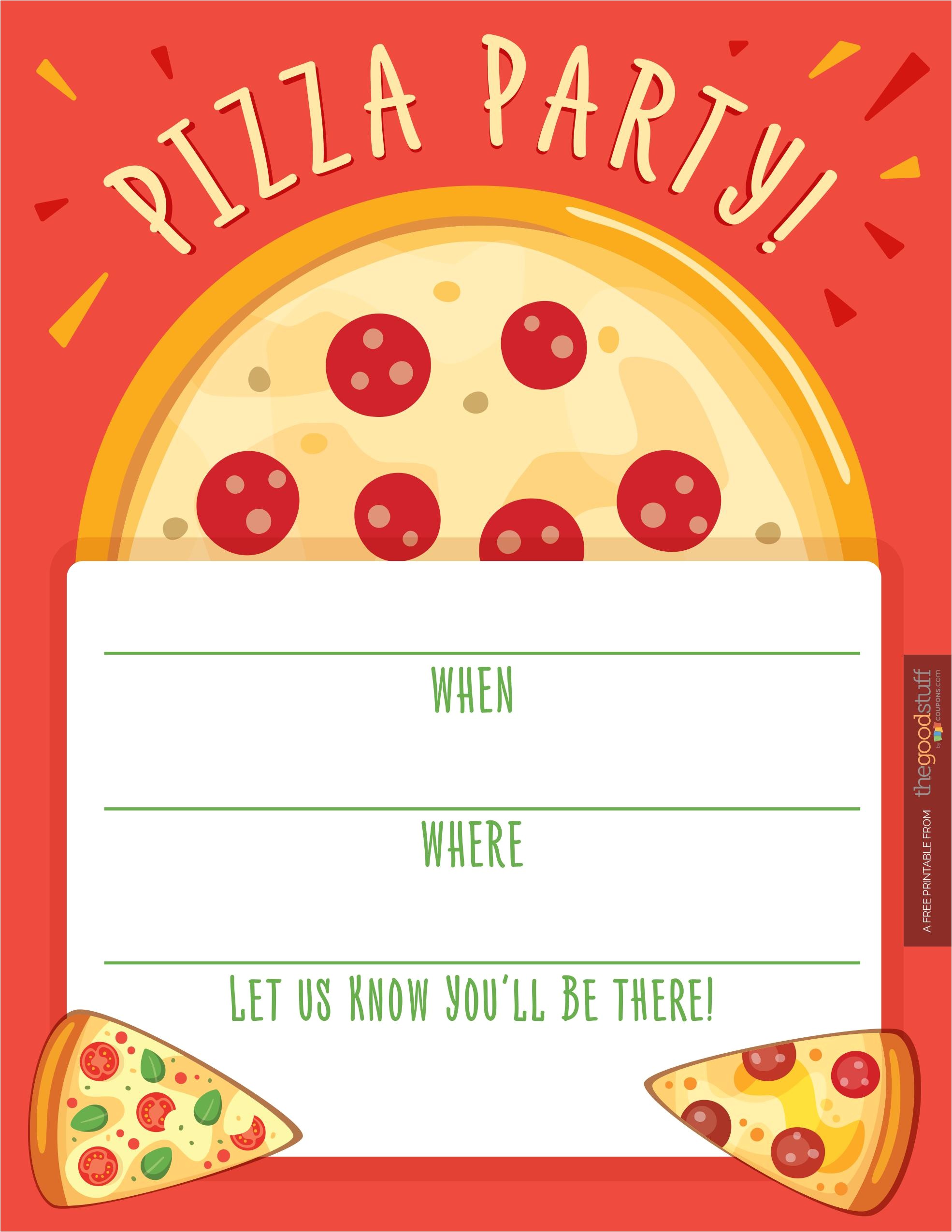 Pizza Birthday Party Invitation Templates Pizza Party Invitations
