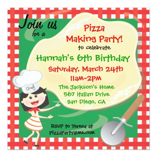 Pizza Making Birthday Party Invitation Template Pizza Making Birthday Party Invitation Card Zazzle