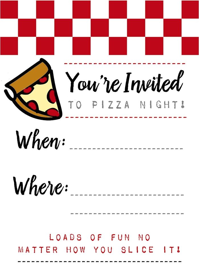 Pizza Party Invitation Template Pizza Night Invites