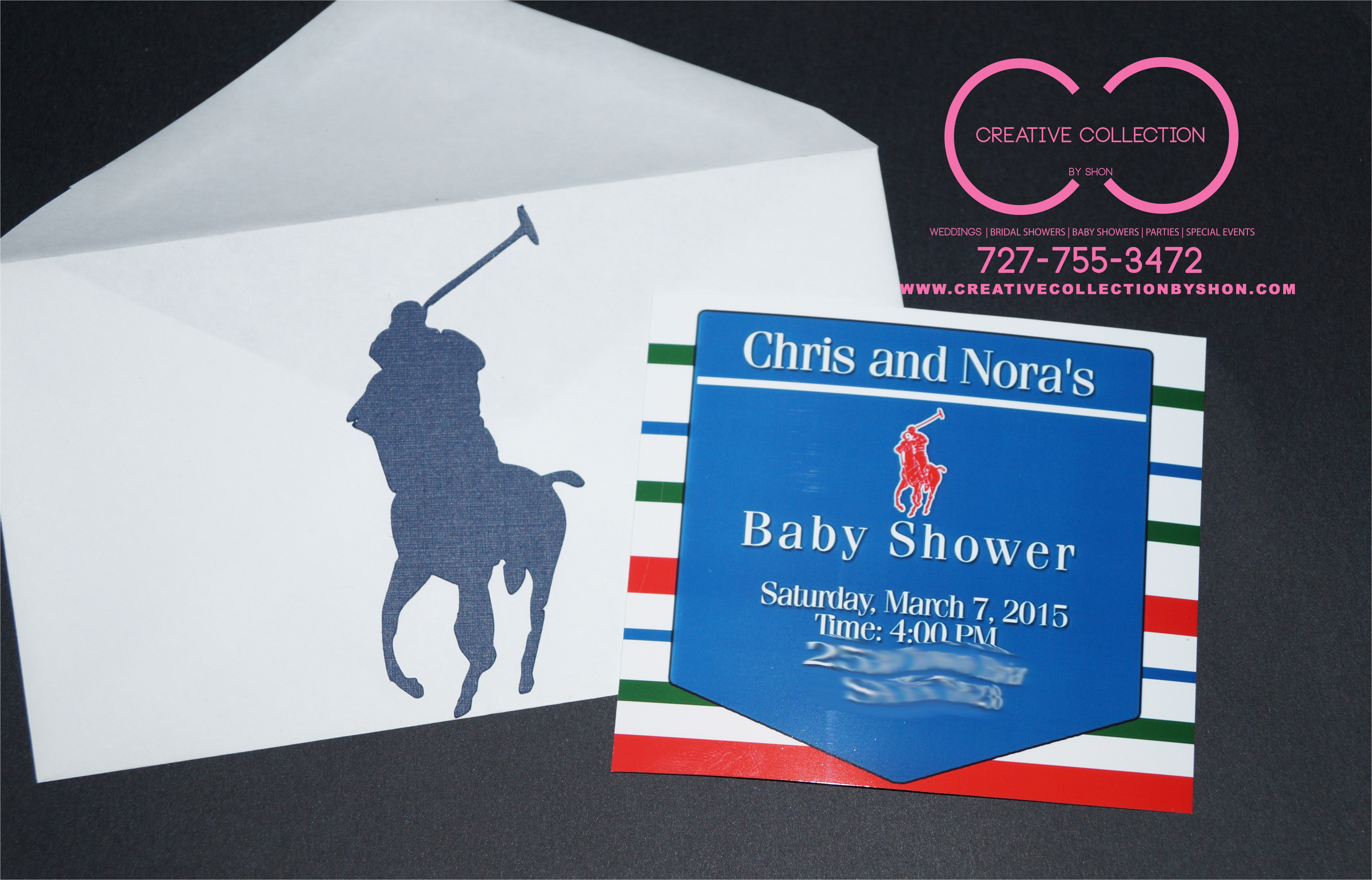 Polo Baby Shower Invitations Horsemen “polo” theme Invitation Card with Envelope sold