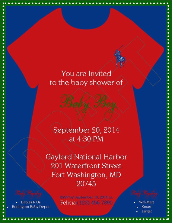 Polo Baby Shower Invitations Items Similar to Personalized Polo Ralph Lauren Digital