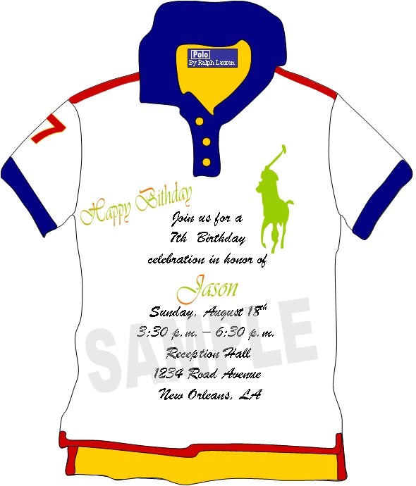 Polo Baby Shower Invitations solutions event Design by Kelly Custom Made Polo Shirt