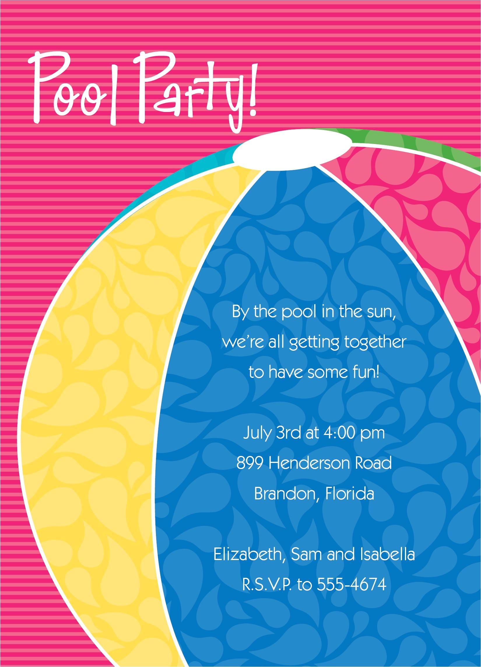 Pool Birthday Party Invitation Wording Pool Party Invitation Wording