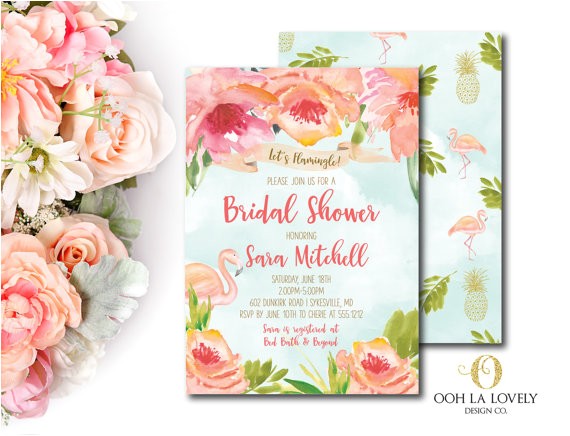 Pool Party Bridal Shower Invitations Tropical Flamingo Bridal Shower Invitation Pool Party