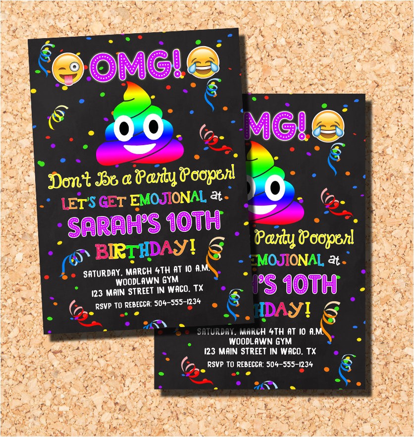 Poop Emoji Birthday Invitations Emoji Invitations Emoji Birthday Invitations Poop Emoji