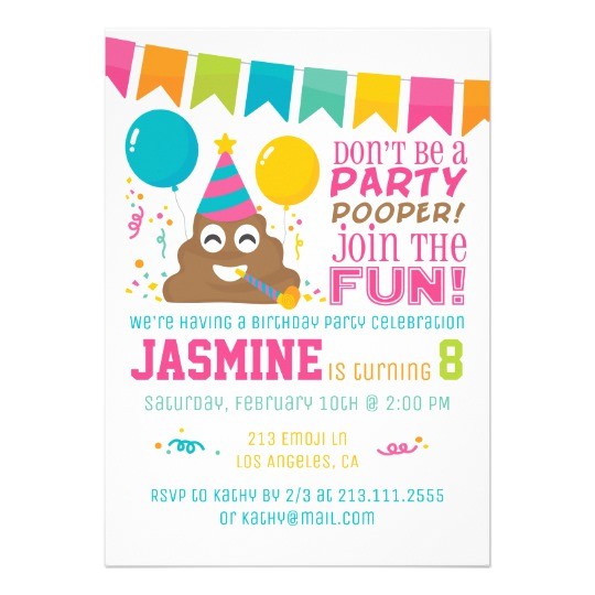 Poop Emoji Birthday Invitations Poop Emoji Funny Birthday Party Invitation Zazzle Com