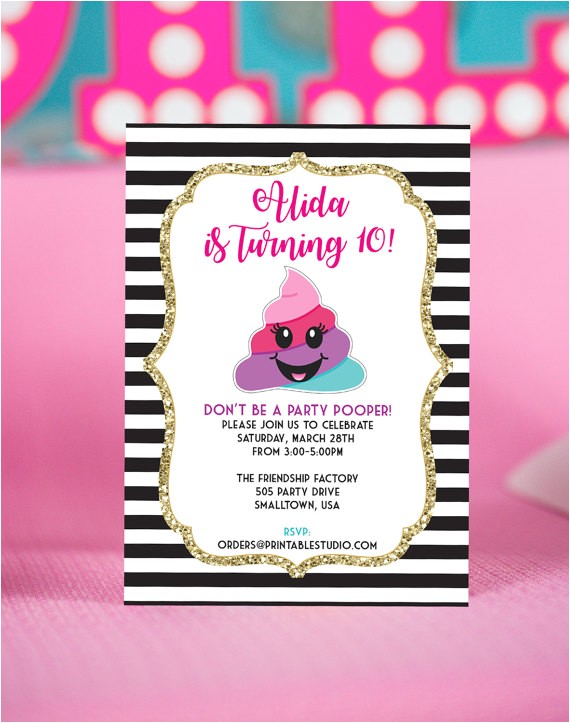 Poop Emoji Birthday Invitations Poop Emoji Invitation Instant Download Printable Party