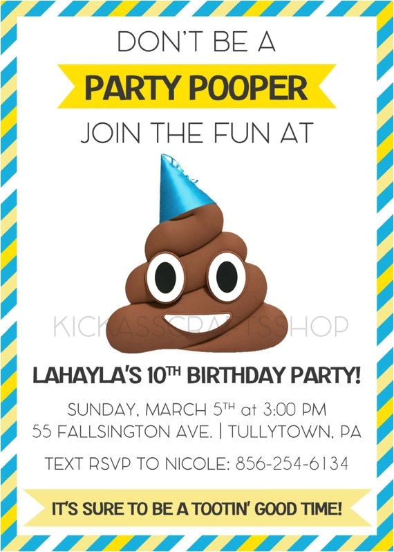 Poop Emoji Birthday Invitations Printable Poop Emoji theme Birthday Party by